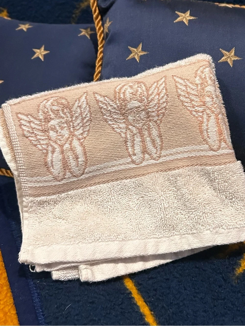 Vintage 90s Celestial Cherub Hand Towel Angels Whimsigoth Bathroom Decor